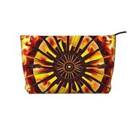 Turning the flame Prints Corduroy cosmetic bag for cosmetics storage with zipper closure for travel, camping, and daily use