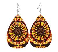 Turning the flame Women's Teardrop Leather Earrings, Hook 925 Silver Plated, Holiday Accessories