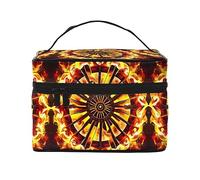 Turning the flame Women's travel cosmetic bag, (9x6.5x6.2 inches) portable large capacity cosmetic bag, large cosmetic bag storage bag for girls, Black, One Size