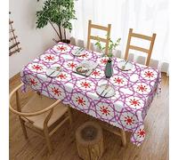 Turning The Octagonal Flower Print. Rectangular Waterproof Polyester Tablecloth. Tablecloth For 4 To 6 Seater Tables, 54x72in