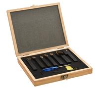 Turning Tool Set 7-Piece Black 8x8mm Shank 70mm Carbide Inserts Wooden Box Kit