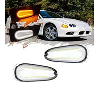 TurningMax For 1994 1995 1996 1997 1998 Mitsubishi 3000GT Front Bumper Turn Signal Lights Clear Lens 2 in 1 Amber/White Lights 415956, 415955