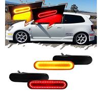 TurningMax For 2002 2003 2004 2005 Honda Civic Si EP3 3DR Bumper Side Marker Lights Front Amber Rear Red Led Lamps Smoked Lens 33801S5TA01 4ps