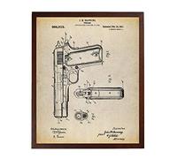 Turnip Designs Colt 1911 Semi-Automatic Pistol Patent Poster Art Print Colt 45 Pistol USAF Gun Enthusiast TNP60