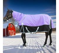 Turnout Blanket for Horse, 1680D Waterproof Winter Blanket with 400g Cotton Filling and Detachable Neck Cover