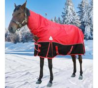 Turnout Blanket for Horse, 1680D Waterproof Winter Blanket with 400g Cotton Filling and Detachable Neck Cover