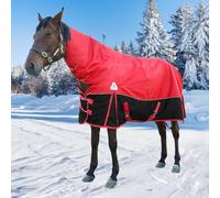Turnout Rug for Horse, Waterproof 1200D Blanket with Detachable Neck Cover, Thickened Outer Layer, 400g Insulation for All-Season Comfort