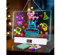TURNRISE LED Note Board 16 Inch RGB Doodle Boards 8 Colors Light Modes LED Drawing Board Cordless Light Up Drawing Board Kids Rechargeable Neon Glow Pad with Built-in Stand 7 Markers