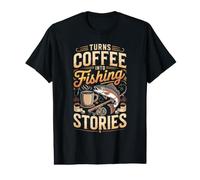 Turns Coffee Into Fishing Stories Fisherman Angler Value Graphic T-Shirt