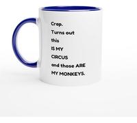 Turns Out This is My Circus and These are Monkeys Mug, Funny Boss Mothers Day Gifts for Mom from Daughter Son, Coffee Mug Ceramic Drinking Cups, Best Birthday Mother Mama Coworker - 11Oz - Blue