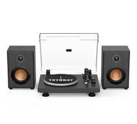 Turntable Record Player with Adjustable Counterweight, Bluetooth In/Out, 33/45 RPM, Plays 7/10/12 Inch Vinyl Records - High-Fidelity Sound for Vinyl Music Enthusiasts, Black