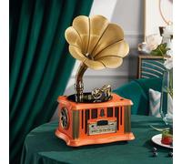 Turntable Record Player with Built-in Speakers, Bluetooth, Aux-in/USB/FM - Classic Style for Vinyl Music Lovers
