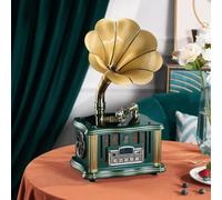 Turntable Record Player with Built-in Speakers, Bluetooth, Aux-in/USB/FM - Classic Style for Vinyl Music Lovers