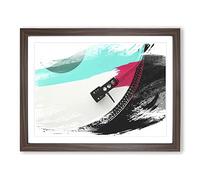 Turntable Record Vinyl Player V2 Modern Framed Print | A2 Walnut Framed Wall Art | Ready to Hang | Modern Nature Picture | Living Room Bedroom Lounge Office