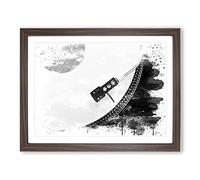 Turntable Record Vinyl Player V4 Modern Framed Wall Art Print, Ready to Hang Picture for Living Room Bedroom Home Office Décor, Walnut A2 (64 x 46 cm)