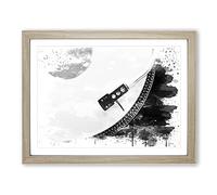 Turntable Record Vinyl Player V4 Modern Framed Wall Art Print, Ready to Hang Picture for Living Room Bedroom Home Office Décor, Oak A2 (64 x 46 cm)