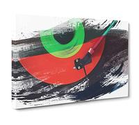 Turntable Record Vinyl V2 Modern Canvas Wall Art Print Ready to Hang, Framed Picture for Living Room Bedroom Home Office Décor, 20x14 Inch (50x35 cm)