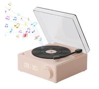 Turntable Speaker - Retro Audio System With Turntable Vertical Turntable | Vintage-Inspired Turntable Sound Box Wireless Speaker With Alarm Clock Speaker