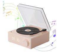 Turntable Speakers Wired - Vertical Record Player Wireless Speaker with Alarm Clock - Vertical Record Player, Smart Turntable Speakers for Beach, Biking, Garage, Yard, Bedroom