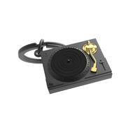 Turntable Vinyl Keyring, Black / Gold, One Size, Unique, vintage