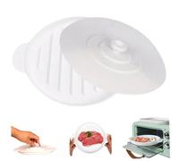 Turntables, Microwave Bacon Tray with Lid, 9.5x7.8 Inch Round Silicone Baking Pan Heat-Resistant Bacon Tray with Dual Ears for Cooking Roasting Steaming