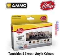 TURNTABLES & SHEDS SET acrylic colours Acrylic 6jar 17mL Rail Center AMMO.R-1032