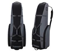 TurnWay Padded Foldable Golf Travel Covers/Club Bag/Carry Bag/Case Cart Bag with Wheels, 1800D Polyester, Waterproof, Soft-Sided Spacial Size for Golf Gear Transportation (Grey)