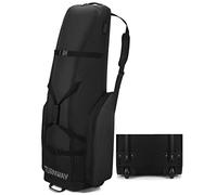 TurnWay Padded Foldable Golf Travel Covers/Club Bag/Carry Bag/Case Cart Bag with Wheels, 1800D Polyester, Waterproof, Soft-Sided Spacial Size for Golf Gear Transportation (Black)