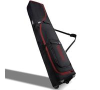 TurnWay Padded Ski Bag with Wheels for Air Travel, Double Rolling Snowboard Bag Heavy Duty Waterproof for Storage & Transportation of Snowboard/Ski Gear (Black-Red)