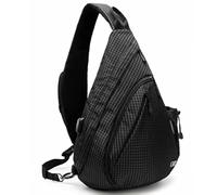 TurnWay Water-Proof Sling Backpack/Crossbody Bag/Shoulder Bag for Travel, Hiking, Cycling, Camping for Women & Men, Black Grid,