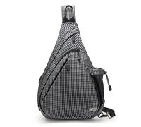 TurnWay Water-Proof Sling bag/Crossbody Backpack/Shoulder Bag with USB Charging Port for Travel, Hiking, Cycling, Camping (Grey Grid)