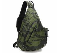 TurnWay Water-Proof Sling bag/Crossbody Backpack/Shoulder Bag with USB Charging Port for Travel, Hiking, Cycling, Camping (GREEN LEAVES)