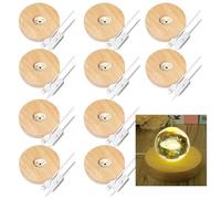 Turodeuo 10 Pcs Wooden LED Display Bases Round Wood Display Lighted Bases for Glass Art LED Lighted Display Stand Bases