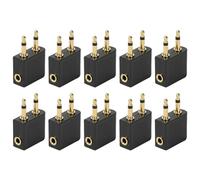 Turodeuo 10Pcs 3.5mm Plug Adaptor Adapter Headset Connector for Airline Airplane Travel Earphone Parts
