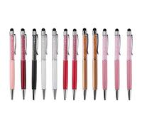 Turodeuo 12Pcs/Pack Bling Bling 2-in-1 Slim Crystal Diamond Stylus Pen and Ink Ballpoint Pens (12 Colors)