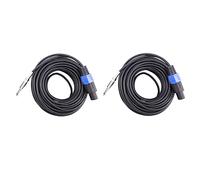 Turodeuo 2 Pack 50 Ft Speakon to 1/4 Inch Male Speaker Cables 12 Gauge AWG Wire Audio Amplifier Connection Cord 6.35mm DJ/PA Speaker Cable Wire with Twist Lock