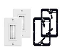 Turodeuo 2-Pack Brush Wall Plate with Single Gang Low Voltage Mounting Bracket Cable Pass Through Insert for Speaker Wire