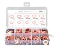 Turodeuo 200Pcs O Ring Copper Metric Washers Assortment Kit O Ring Copper Washer Copper Washers Flat Sealing Washer 9 Sizes M5 M6 M8 M10 M14