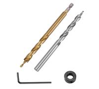 Turodeuo 2Pcs 1/4 Inch Hex Shank Pocket Hole Drill Bit + 3/8(9.5Mm) Replacement Twist Step Drill Bit with Depth Stop Collar for Manual Pocket Hole Jig System Drill Guide Drill Tools Kit
