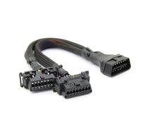 Turodeuo 2PCS 2 in 1 OBD2 Extension Cable OBDII Male to 2 Female Splitter Car Computer Connection Conversion Plug Socket 30CM Spare Parts Accessories