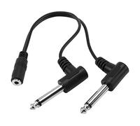 Turodeuo 3.5mm Mini 1/8 inch TRS Stereo Female Jack to Dual 1/4 6.35mm Male Plug Mono Right Angle Audio Adapter Y Splitter Cable