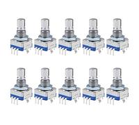 Turodeuo 360 Degree Rotary Encoder Code Switch Digital Potentiometer EC11 5 Pins 15mm Shaft 10Pcs