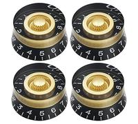 Turodeuo 4Pcs Volume Tone Speed Control Knobs for LP Style Bass Electric Guitar Parts, Transparent Golden