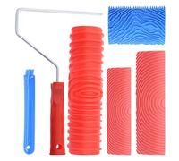 Turodeuo 4Pcs Wood Graining Painting Tool Set, M21 MS16 Grain Texture Pattern Roller with Handle, for DIY Floor Furniture Home