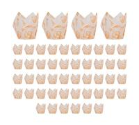 Turodeuo 50PCS Newspaper Style Cupcake Liner Baking Cup for Wedding Tulip Muffin Cupcake Paper Cup Oilproof Cake Easy to Use F