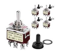 Turodeuo 5PCS Momentary Toggle Switch 12V DC 3 Position 30A DPDT (ON)-Off-(ON) 6 Pin Car Toggle Switch with Cover for Car Boat