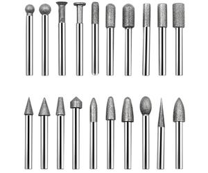 Turodeuo 6MM Shank Cylinder Grinding Bits Cylindrical Points Coated Carving Burrs Lapidary Tools Jade Stone Marble