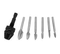 Turodeuo 7Pcs Wood Carving Bits, 1/8inchShank HSS Engraving Drill Tool Wood Crafts Grinding Accessories with 4486 Chuck