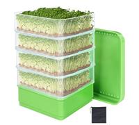 Turodeuo Bean Seed Germination Kit, Micro-Green Plant Growing Tray, Drain Tray, Four-Tier Stackable Sprout Growing Kit Easy to Use