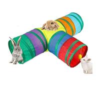 Turodeuo Bunny Tunnels & Tubes 3 Way Bunny Hideout Small Animal Activity Tunnel Toys for Dwarf Rabbits Bunny Kitty